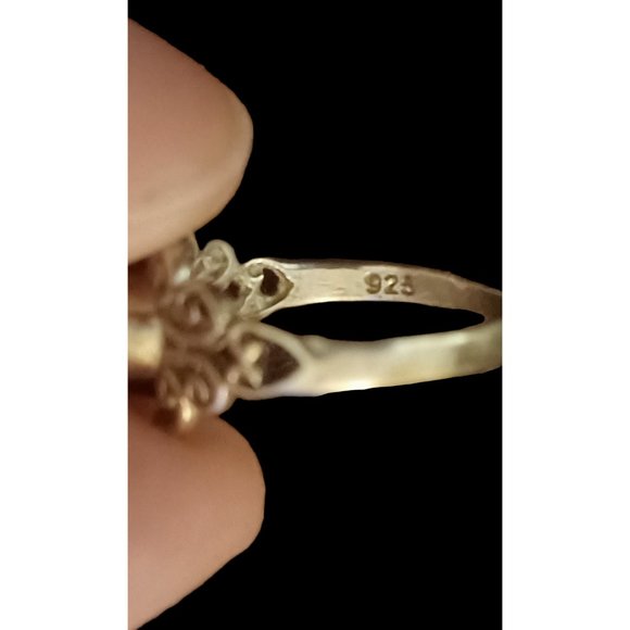 Vintage 925 Sterling Silver Beautiful Art Glass Stone Size 6.5 Ring - Picture 5 of 5